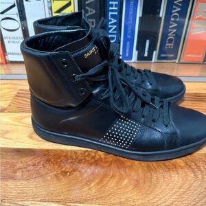 Saint Laurent Black Studded High-Top Sneakers